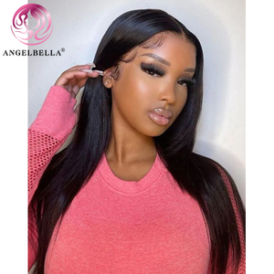 Angelballe Glory Virgin Hair al por mayor 13x4 1B# Fashion Long Human Hair Wig Retras