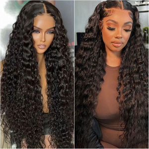 Angelbella 30 pulgadas 180% Densidad de densidad ola profunda 13x4 pelucas de cabello humano de encaje transparente para mujeres negras