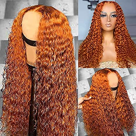 Angelbella 2022 nuevo estilo naranja jengibre Color 13X1x4 T parte peluca con malla frontal cabello humano 