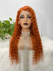 Angelbella Orange Ginger Color Lace Bird Wig 13x1x4 Middle Part Wig 150 Densidad (20 pulgadas)