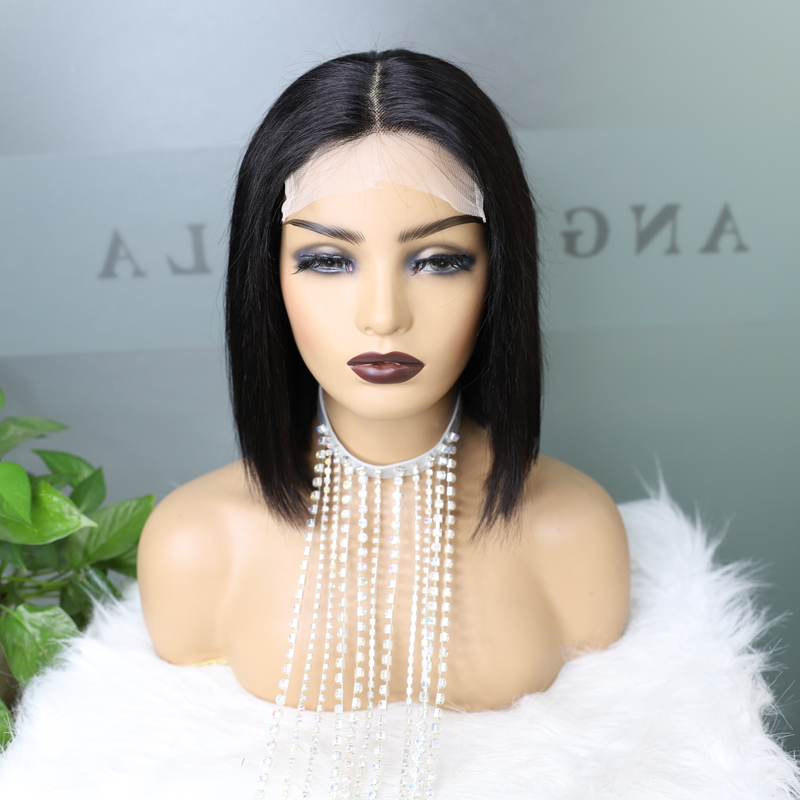 Pelucas Bob del frente 13x4 del cordón del cabello humano pelucas brasileñas de Bob del corto del cabello humano de la Virgen de 10 pulgadas 150 de la densidad