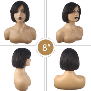 Bob pelucas de cabello humano con flequillo para mujeres negras 8-16 pulgadas