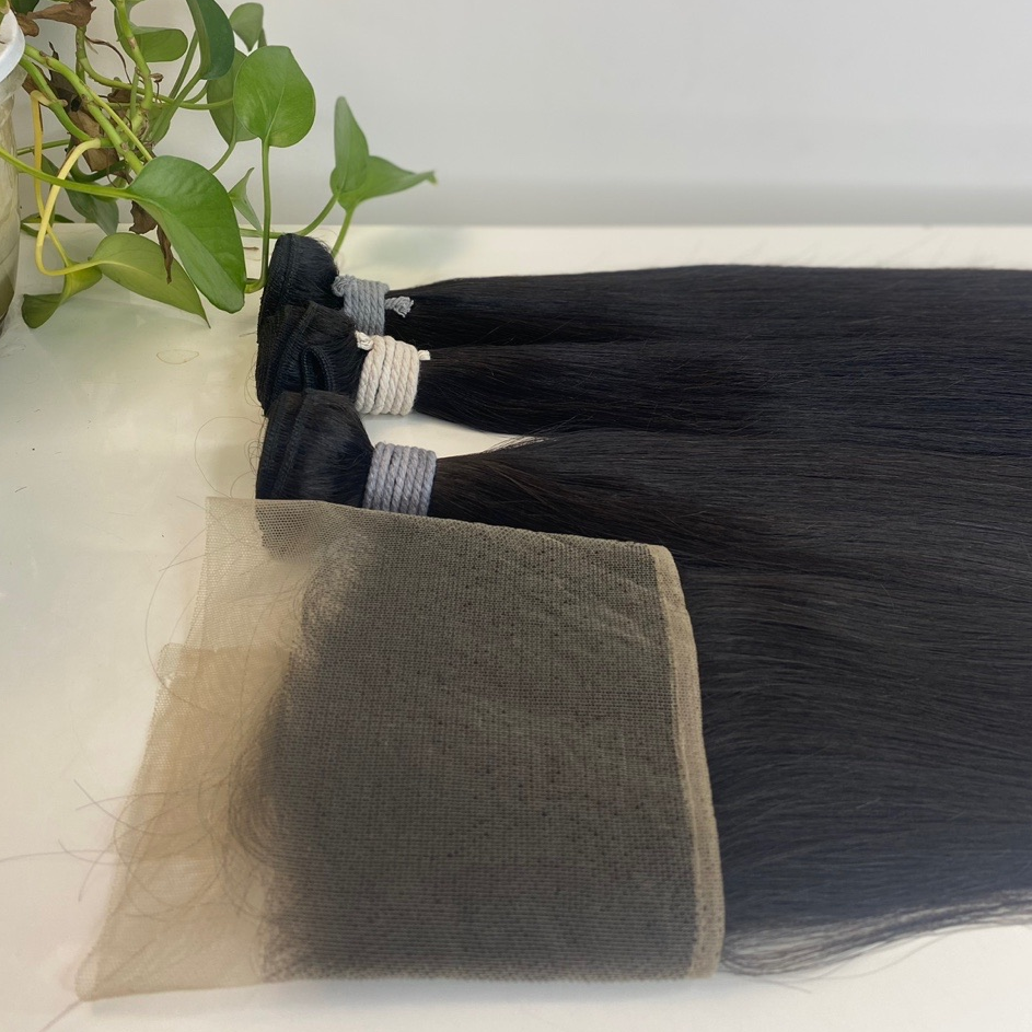Paquetes de cabello crudo brasileño con cabello humano frontal al por mayor
