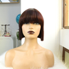Peluca de cabello humano de bob corto con flequillo para mujeres pelucas de cabello remy recto marrón oscuro