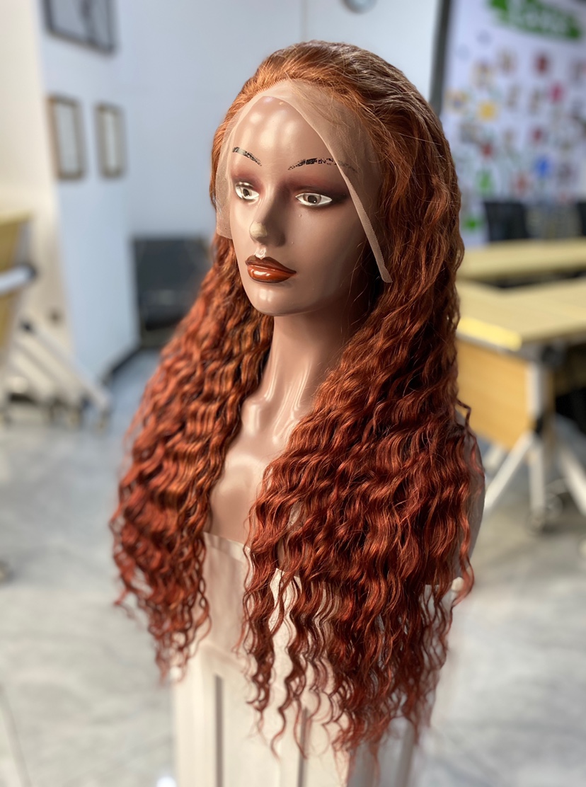 Ginger Orange Color Deep Lace Lace Frontal Wig 13x4 HD Cerneras de encaje transparente