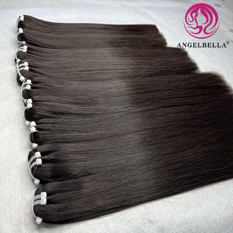 Angelbella Queen Doner Virgen Cabello Recto 1B# Cutícula cruda Alineada Bundles de ondas de cabello humano