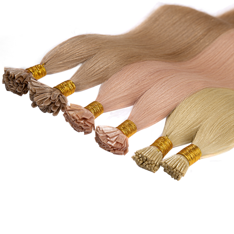 Extensiones de cabello I-tip al por mayor cutícula alineada hueso recto Extensiones de cabello I-tip 100% crudo Cabello humano Virgin