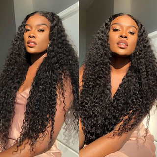 Angelbella Color natural Jerry Curly 4x4 Long Virgin Remy Hair Wig HD Transparente Cabello humano sin glúeramiento Cierre de encaje de encaje de cierre