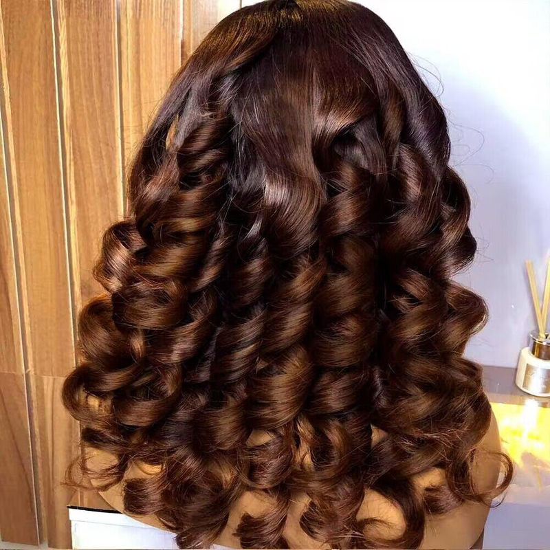 Pelucas de cabello humano para mujer, línea de cabello Natural sin pegamento, 150% de densidad, ondulada, primavera rizada, marrón, Rubio, resaltado, encaje HD
