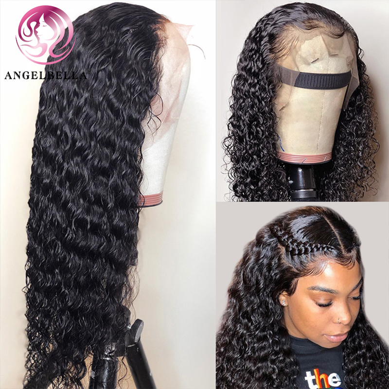 Angelbella dd Diamond Hair sin glúeramiento de la onda profunda de encaje 13x4 pelucas de cabello humano para mujeres negras prejlado