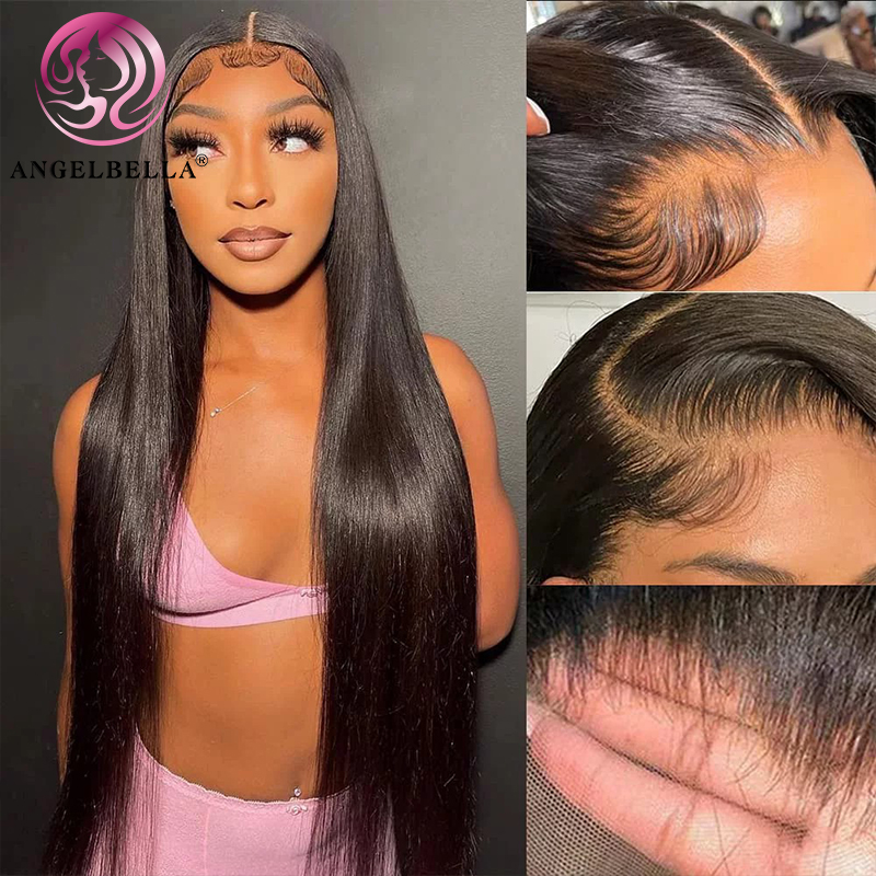 Angelbella Queen Doner Virgin Hair 13x4 HD Peluca delantera Cabello humano recto para mujeres 