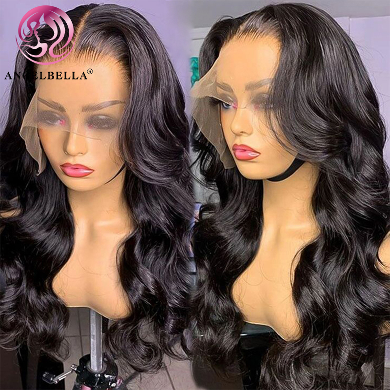 Angelbella Queen Doner Virgin Hair 13x4 Black Body Wave Brazilian HD Lace Front Wigs