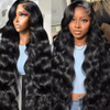 Alta calidad de 30 pulgadas transparente 4x4 5x5 Cierre de encaje sin gluilización Cabello humano 180 pelucas de ola de densidad para mujeres negras