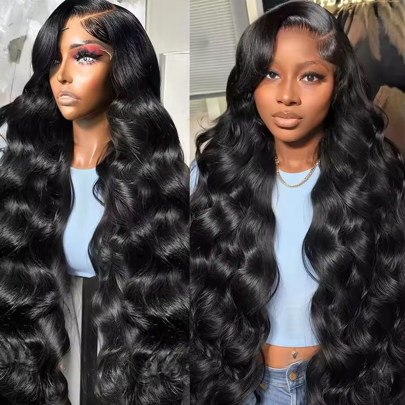 Alta calidad de 30 pulgadas transparente 4x4 5x5 Cierre de encaje sin gluilización Cabello humano 180 pelucas de ola de densidad para mujeres negras