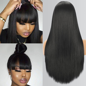 Angelbella cabello recto pelucas de cabello humano con flequillo Cabello humano virgen brasileño 