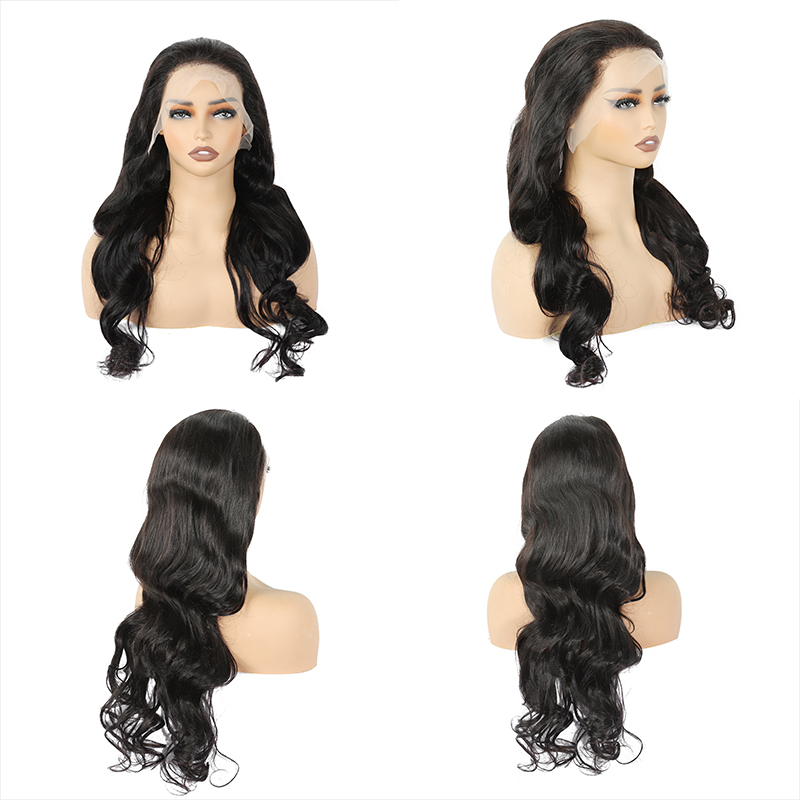 Angelbella al por mayor de pelucas frontales de encaje brasileño 180% de densidad transparente peluca de cabello humano para mujeres