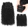 Paquetes rizados Pixie Cabello humano Paquetes de cabello humano ondulado con agua Paquetes rizados rizados de 8-24 pulgadas Onda de agua de tejido rápido con extremo rizado en espiral Extensiones de cabello virgen 100% crudo