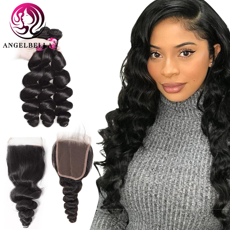 Paquetes de cabello humano ofertas de tejido paquete de cabello ondulado negro Natural con cierre Frontal 