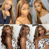 Peluca delantera de encaje ombre más destacado PELO HUMANO PREPLED 13X4 HD Transparente 4/27 Honey Rubio Rubio Cabrimas frontales con cabello para bebés