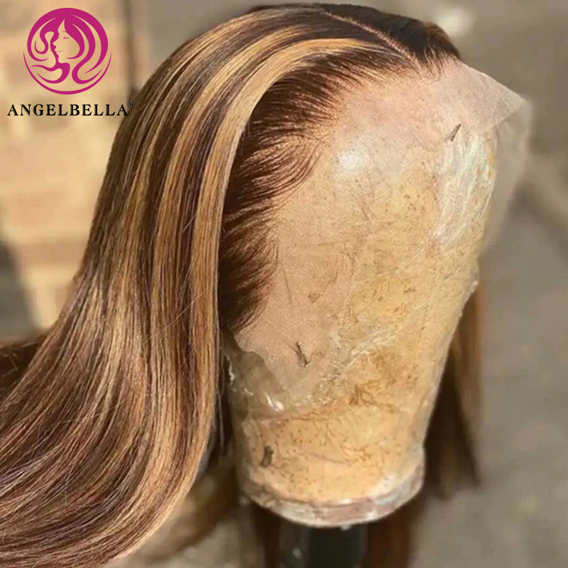 Angelbella Dd Diamond Hair 13x6 HD PELO HUMANA Vendedores de peluca delantera de 30 pulgadas Camboya Camboya Camiseta Resalto Color Cabello humano