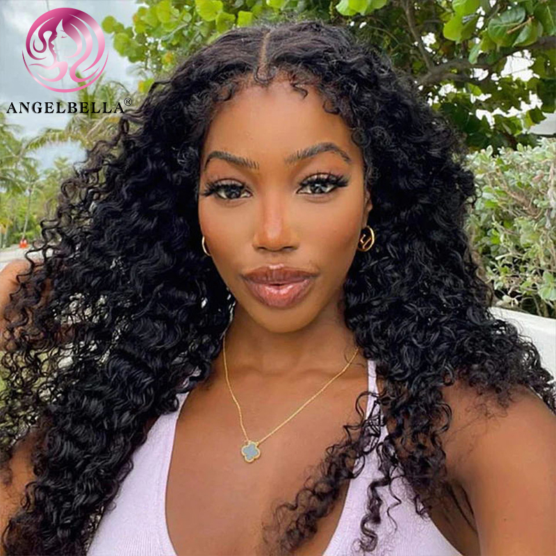 Angelbella DD Diamond Hair 13x4 Peluco de cabello humano de onda profunda Peluces delanteros con cabello para bebés Prepilado