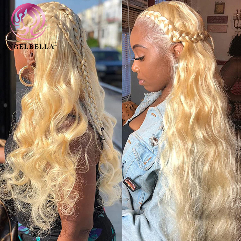 Angelbella Glory Virgin Hair Raw Human Hair 13x4 613# Body Wave HD Lace de encaje completo pelucas 