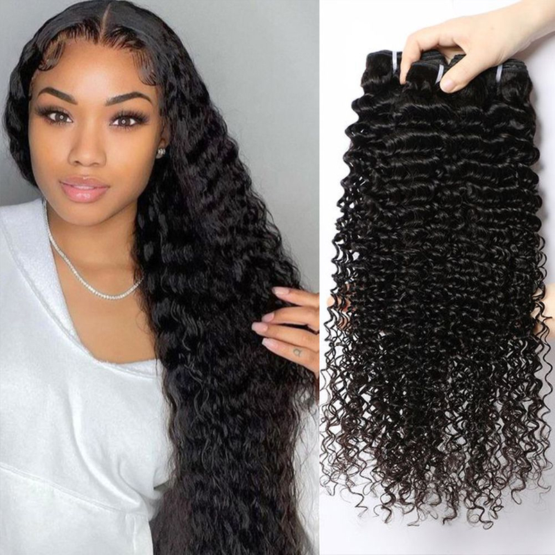 Al por mayor 40 pulgadas Brasileño ola rizada de rizado Natural Vendedores de extensiones de tejido negro Virgin Human Bundles for Women