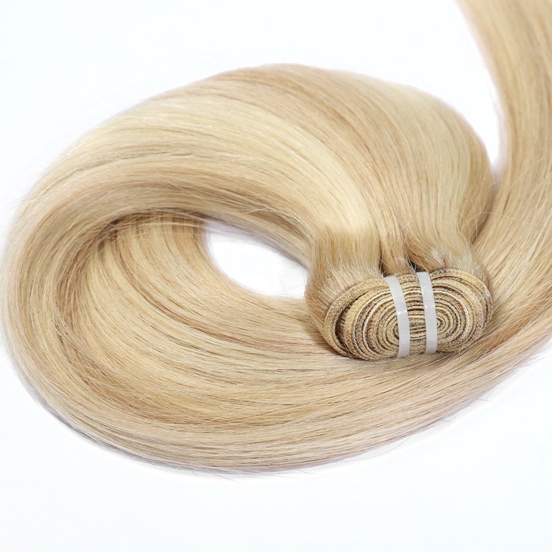 Cutícula de trama atada al por mayor al por mayor de la virgen cruda Cabello de trama atada Cutícula alineada de hueso recto de calidad teñida estilo natural teñido