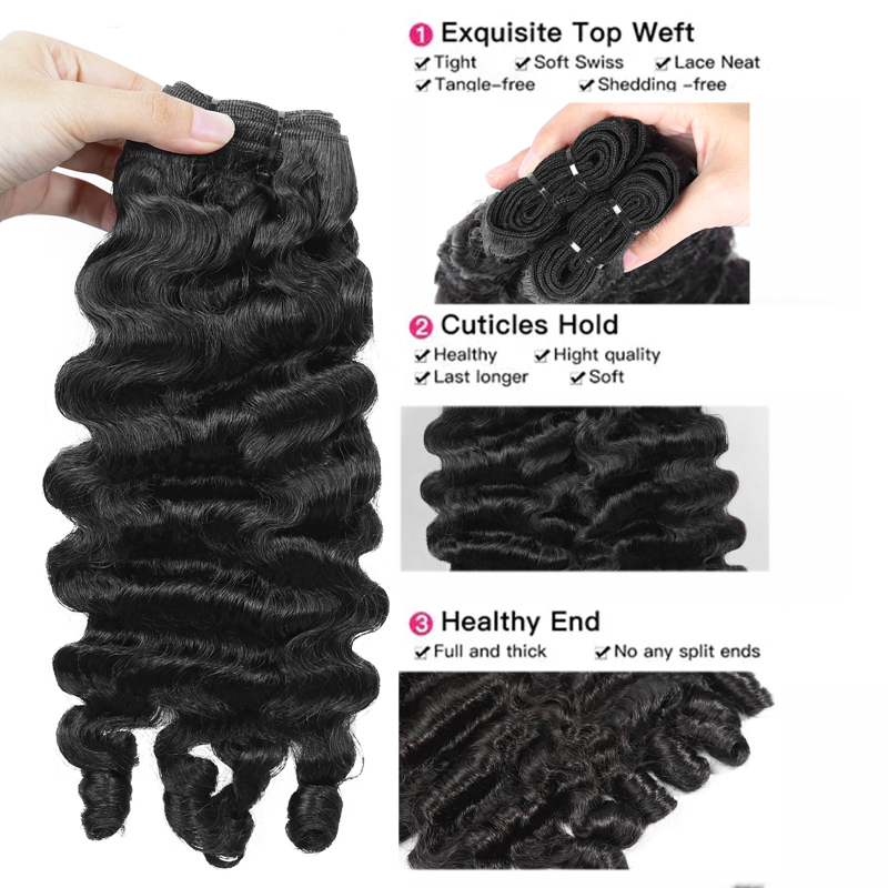 Venta al por mayor Paquetes rizados birmanos personalizados Cabello Remy virgen brasileño Cabello humano de tejido rápido mojado y ondulado para mujeres 8-40 pulgadas con extremo rizado en espiral Extensiones de cabello 100% sin procesar Negro natural