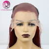 Cambie de encaje de encaje de 99j prepotado con cabello brasileño Remy Remy Vino Red Red coloreado 150% Densidad Peluca para cabello humano