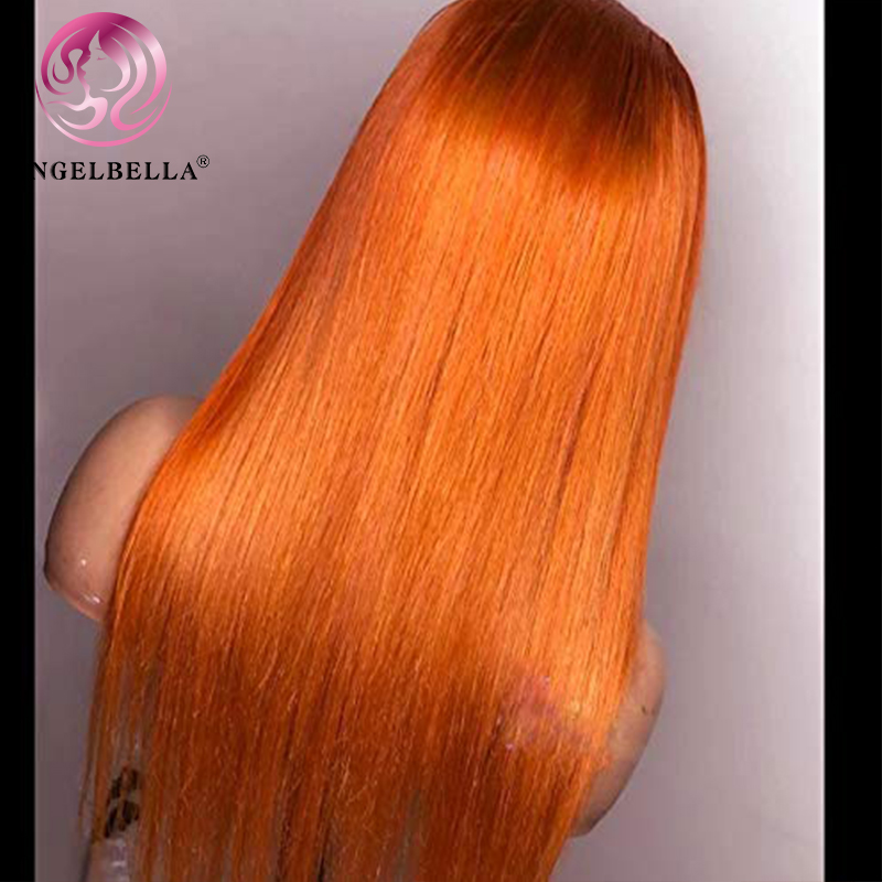 Angelbella DD Diamond Hair 13x4 530# Jengibre Naranja Cabello humano recto Peluces delanteros de encaje transparente en venta