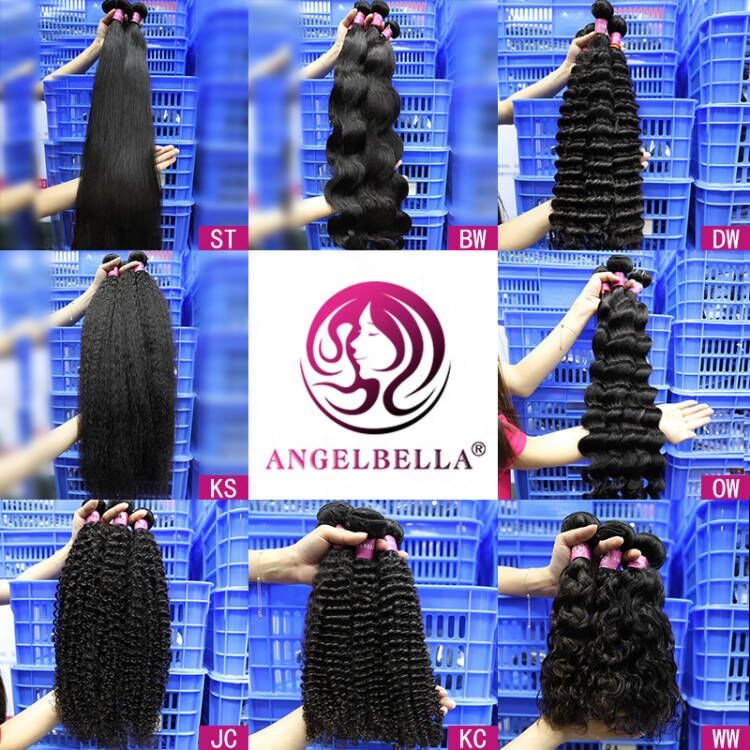 Angelbella al por mayor de color natural de 30 pulgadas cabello humano brasileño extensiones de cabello humano recto bulto de dibujo para mujeres negras