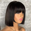 Peluca de bob negro con flequillo hecha de pelucas bob cortas rectas para mujeres negras 8 10 12 14 16 pulgadas