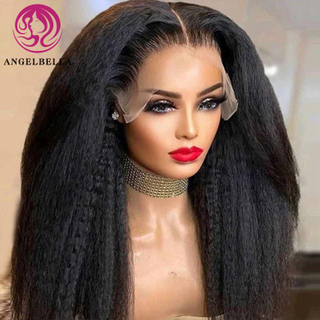 Angelbella DD Diamond Hair 13x4 Kinky Rencillo 1B# Cabello humano crudo HD Pelucas para el cabello humano