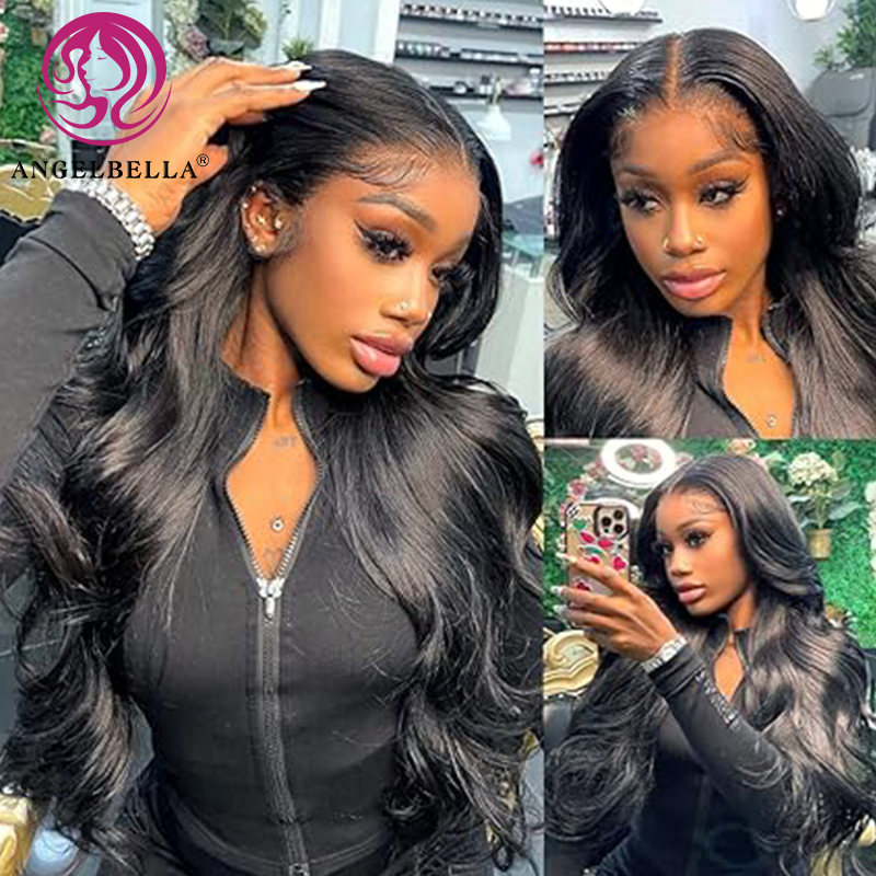 Angelbella Queen Doner Virgin Hair Body Wave 13x4 HD Lace Full Lace Big Brasil Brasil Human Hum Wig Wig HD Piel delantero