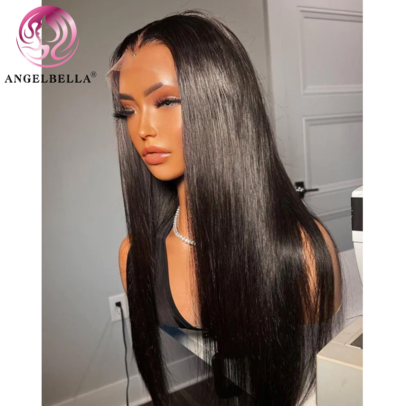 Angelbella Queen Doner Cabello virgen 13x6 28 30 pulgadas HD HD LACE Pelucas frontales Peluces de cabello humano peruano para mujeres Remy Hair