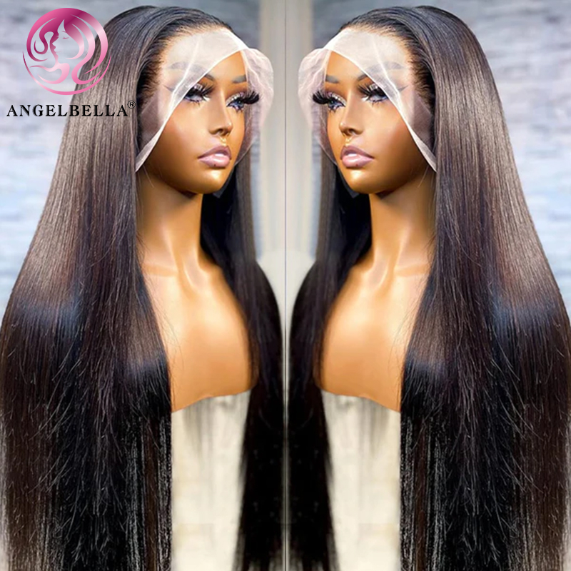 Angelbella DD Diamond Hairless 13x4 Transparent Natural Retrase Wigs Cabello humano