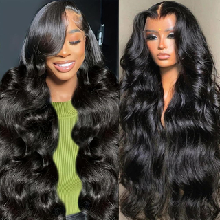 Cabello humano brasileño natural de alta calidad 180% densidad transparente encaje delantero frontal de ondas corporales de encaje frontal para mujeres