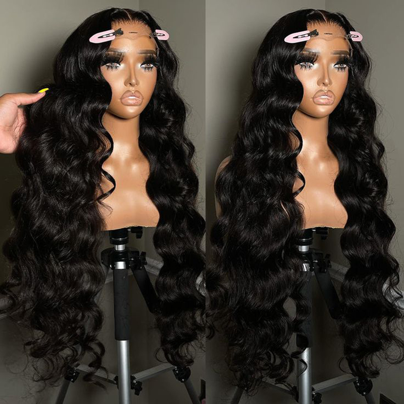 Angelbella 30 pulgadas 13x4 cabello humano transparente encaje suizo peluca frontal 180% de ola de ola de ola de ola de ondas para mujeres negras para mujeres negras