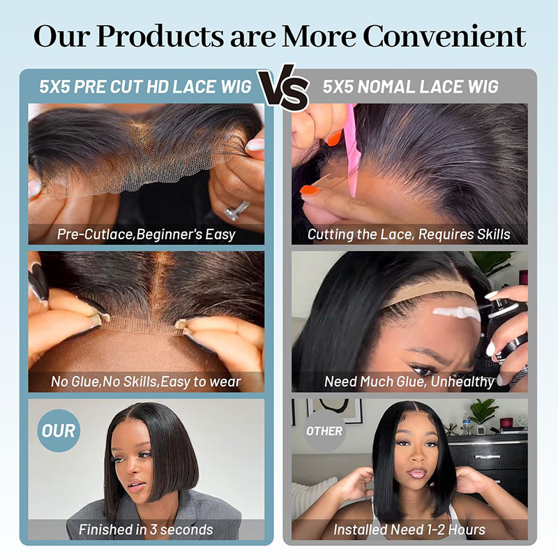 Pelucas cortas de cabello humano Vendedores de cabello Peluca de encaje con división transparente Pelucas de cabello brasileño